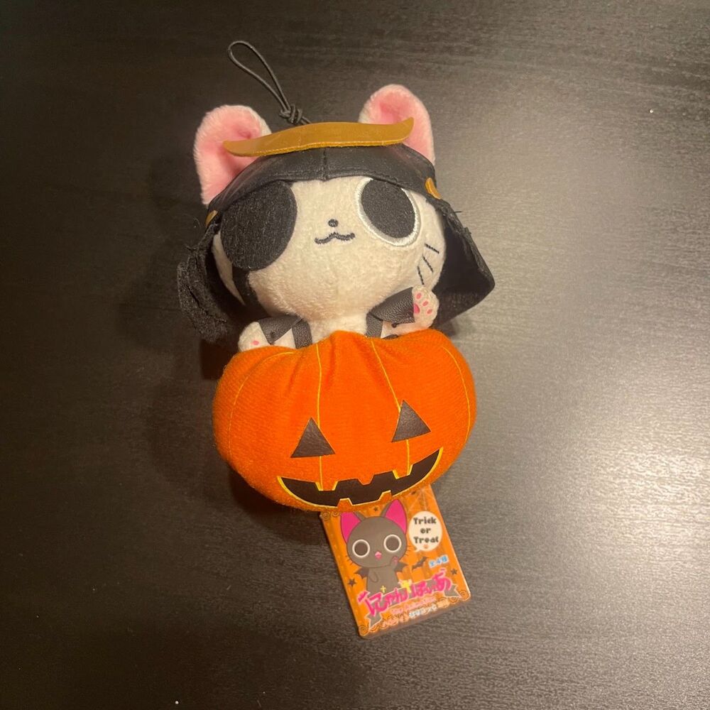Dokuganryu Masamunya Halloween Mascot Plush Samurai Cat Pumpkin Nyanpire